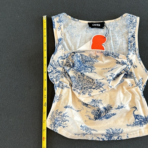 NEW Toile De Jouy Square Neck Tank Top - Picture 5 of 12